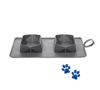 Comedero portátil plegable de silicona para mascotas, antideslizante, duradero y portátil. Alfombrilla plegable para comida y agua, compatib