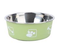 Comedero Redondo Antideslizante para Perros, Acero Inoxidable | Diseño Huella, Doble Recipiente, Superficie Lisa y Fácil Limpieza, Color Verde, para Hogar