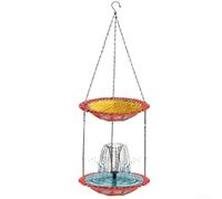 Comedero solar para colibríes con sección funcional de baño para pájaros para atraer y apoyar poblaciones locales de colibríes (rosa)