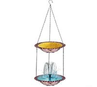 Comedero solar para colibríes con sección funcional de baño para pájaros para atraer y apoyar poblaciones locales de colibríes (morado)