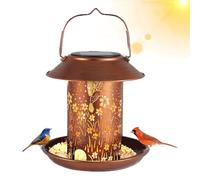 Comedero solar para pájaros, decoración de farol de metal impermeable, no se deforma fácilmente, comedero hueco para pájaros silvestres, comedero para pájaros para balcón, patio, jardín, ventana