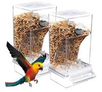 Comedero transparente para pájaros, comedero para pájaros, periquitos, jaula, comedero automático, comedero automático para pájaros, para periquitos, canarios, cacatúas, pinzones, pinzones, 2 unidades