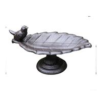 Comedero vintage de hierro fundido para pájaros con diseño de alas extendidas de pavo real, decoración de jardín resistente para patio al aire libre, elegante soporte de bandeja de comida para pájaros