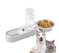 Comedero y agua automático para gatos,Dispensador de agua y comida para gatos, Cuenco giratorio para mascotas 2 en 1, Suministros para mascotas de acero inoxidable, comederos automáticos portátiles an