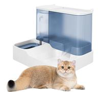 Comedero y Bebedero 2 en 1 para Gatos y Perros, 2,8L Comida + 1L Agua, Sistema de Gravedad y Sifón, Antifugas, Base Antideslizante, Sin BPA, Solo Pienso Seco