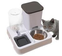 Comedero y Bebedero automático for Perros Gatos, con Base antiderrame for Uso Diario(Gray)