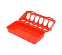 Comedero y bebedero de aves de corral de 12 agujeros para gallinas, patitos y codorniz, cuenco de alimentación sin residuos con diseño de estación de arena, rojo, 20 x 9,5 cm (1 unidad)