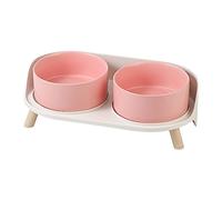 Comedero y Bebedero Elevado para Perro - Cuenco Doble de Cerámica con Soporte Antisalpicaduras - Bol de Comida y Agua - Ideal para Perros Pequeños y Medianos - 2 x 850ml