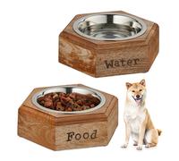 Comedero y bebedero elevado perro 2 soportes de madera para cuencos comida perro