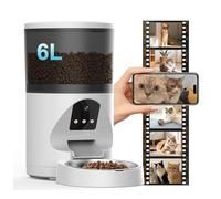 Comederos automáticos inteligentes para gatos, dispensador de alimentos para gatos de 6 L, alimentador WiFi para mascotas con control de aplicación para alimentación remota, doble fuente de