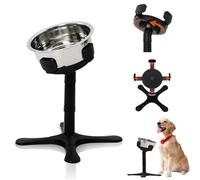 Comederos Bebedero para Perros Acero Inoxidable con Pie Soporte Juego de Cuencos Elevados Altura Ajustable, Compatible con Varias Tazas, Ldeal para Perros Pequeños, Medianos y Grandes(Negro)
