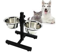 Comederos Bebedero para Perros Acero Inoxidable con Pie Soporte Juego de Cuencos Elevados Altura Ajustable 4 Tamaño Elegir M