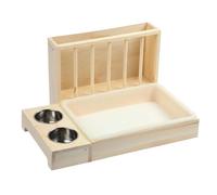 Comederos de animales pequeños, marco de madera estable, jaula de alimentación de animales compactos, para mascotas, fácil de limpiar, fácil de montar, jaula de madera para mascotas