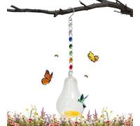 Comederos de vidrio para colibríes de vidrio transparente para decoración | Bandeja redonda para comederos de colibrí para porche, ventana, balcón, patio, valla, granja, césped