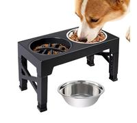 Comederos Elevados para Perros - Soporte Ajustable de 5 Alturas,2 Comederos Elevados de Acero Inoxidable para Gato con Alimentación Lenta | Para Mascotas Cachorros Gatos Alimentación Comer Beber Hogar