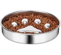 Comederos lentos para Mascotas Cuenco for Perros con alimentador Lento de Acero Inoxidable, ralentiza la Comida de Las Mascotas(Dog Paw Print,2 Cups/1.6" Deep (MAX 4Cups))