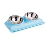 comederos para Mascotas, Comedero Doble for Mascotas con Base elevada, Antideslizante, Inclinado a 15 Grados, for Comida y Agua, Color Azul