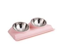 comederos para Mascotas, Comedero Doble for Mascotas con Base elevada, Antideslizante, Inclinado a 15 Grados, for Comida y Agua, Color Rosa