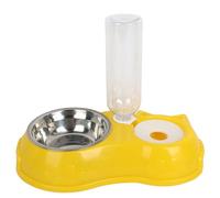 comederos para Mascotas, Comedero for Perros y Gatos, Juego de comedero y Bebedero con dispensador de Agua y Cuenco de Metal for Gatos y Perros pequeños, Amarillo