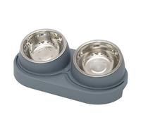 comederos para Mascotas, Cuencos Dobles de Acero Inoxidable Antideslizantes for Perros y Gatos, comederos y Agua for Cachorros, Color Gris.