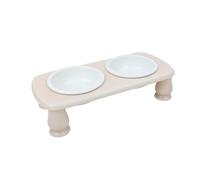 comederos para Mascotas, Cuencos for Perros y Gatos, comedero de cerámica for Mascotas, Bebedero de bambú Antideslizante for Gatos pequeños, medianos y Cachorros de Interior, Color Blanco, pequeño.