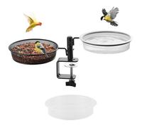 Comederos para pájaros de cubierta, montaje en cubierta, spa, para jardín, para doble uso, ideal para atraer pájaros, desmontables y ajustables, acero resistente, bronce