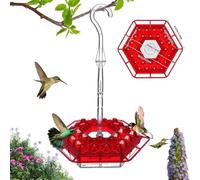 Comederos para pájaros para exteriores, comedero para colibríes, a prueba de hormigas y abejas, para decoración de jardín y patio, fácil de limpiar y rellenar (1 unidad, rojo)