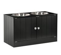 Comederos para Perros PawHut, comedero Elevado con 2 comederos de Acero Inoxidable, Soporte para comederos de Perros con Espacio de Almacenamiento de 44 litros, Puertas magnéticas, comedero, Bebedero