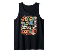 Comediante 60s 70s Hippie Retro Peace Love Comedia de pie Camiseta sin Mangas