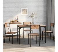 Comedor completo (mesa + 4 sillas) marrón vintage - para interior o balcón, estilo cálido