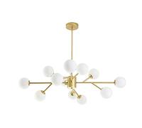 Comedor, Dormitorio Principal y secundario, lámpara de araña de Lujo con luz nórdica Moderna G9, lámpara de araña con Forma de Rama de árbol, Bola, molécula, Frijol mágico, Dorada, 12 Luces