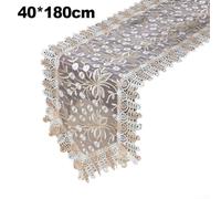 Comedor para camino de encaje de mesa, bordado intrincado y detalles de borla para decoración del hogar (40 x 180)