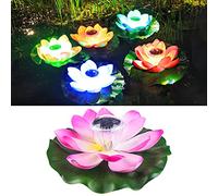 ComeHome Luz flotante para piscina, luz solar para estanque, luz flotante de flor de loto que cambia de color para decoración de estanque (rosa)