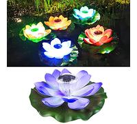 ComeHome Luz flotante para piscina, luz solar para estanque, luz flotante de flor de loto que cambia de color para decoración de estanque (púrpura)