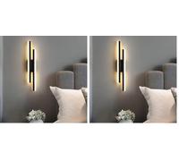 Comely 16W Lámpara de Pared LED, 3 Modos Color Regulable Aplique de Pared LED, Lámpara de Interior 3000K/4500K/6500K Negro para Dormitorio, Sala de Estar, Pasillo (Paquete de 2)