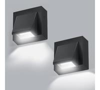 Comely 2 Pack Aplique Pared Exterior Impermeable IP65, 5W COB Aluminio Lámpara de Pared Moderna, 6000K Luz Blanca Fría Lampara Pared Exterior LED para Terraza Jardin Balcón Garaje, Negro