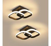 Comely 2 Paquetes LED de Techo Modernas, 24W 2700LM Pequeña Lámpara de Techo LED Interior Cuadrada para Dormitorio, Pasillo, Balcón, Luz Cálida de 3000k, Negro, 24cm