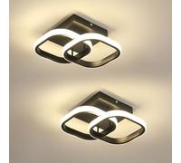 Comely 2 Paquetes LED de Techo Modernas, 24W 2700LM Pequeña Lámpara de Techo LED Interior Cuadrada para Dormitorio, Pasillo, Balcón, Luz Natural 4500K, Negro, 24cm