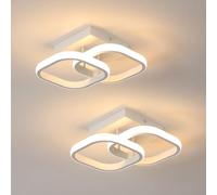 Comely 2 Paquetes LED de Techo Modernas, 24W 2700LM Pequeña Lámpara de Techo LED Interior Cuadrada para Dormitorio, Pasillo, Balcón, Luz Cálida de 3000k, Blanco, 24cm