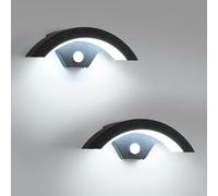 Comely 2 Piezas Aplique Pared Exterior con Sensor de Movimiento, 24W 2700LM Lámpara de Pared LED Exterior, IP65 Impermeable Luz de pared para Entrada Garaje Porche Jardín, Negro, 6500K