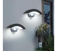 Comely 2 Piezas Aplique Pared Exterior con Sensor de Movimiento, Moderno Lampara de Pared LED 12W 6500K, IP65 Impermeable Luz de pared para Balcón, Jardín, Pasillo, Negro