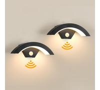 Comely 2 Piezas Lámpara de Pared LED Exterior con Sensor de Movimiento, 24W 2700LM 3000K Aplique Pared Exterior, IP65 Impermeable Luz de pared para Entrada Garaje Porche Jardín, Negro