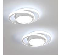 Comely 2 Piezas Plafon LED Techo para Cocina Dormitorio Pasillo, 32W 2350LM Moderna Lámpara de Techo Luz LED Techo Redonda, Blanco Frío 6500K, Diámetro 28cm, Blanco