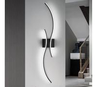 Comely 27 W Apliques de Pared LED Interior, 80 CM Creative Negra Línea Lámpara de Pared, Moderna Luz de Aluminio LED Para Dormitorio, Salón, Cocina, Comedor, Pasillo, Blanca Fría 6500 K
