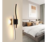 Comely Aplique de Interior LED 20W, 60 CM Lámpara de Pared Larga, Moderna Luz de Pared Negro para Salón Dormitorio, Cocina, Comedor, Escalera, Pasillo, Luz Calida 3000K