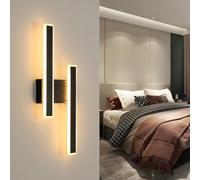 comely Aplique de Pared Interior, 32W Lampara de Pared LED Moderna, 3000K Luz Blanco Cálido Iluminación de Pared en Acrílico para Dormitorio, Sala de Estar, Cocina, Pasillo (Negro),WARM-106