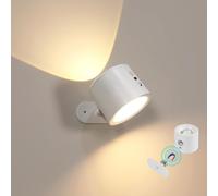 Comely Aplique de Pared Interior, Blanco 360° Giratorio Lámpara de Pared LED Recargable USB Control Táctil, 3 Modos de Color Luz de Pared de Interior para Salón, Dormitorio, Cocina y Armario