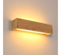 Comely Aplique de Pared Interior de Madera, 18W 2025LM Lámpara de Pared LED Moderno, Aplique Arriba y Abajo para Salón Dormitorio Pasillo Escalera, 3000K Blanco Cálido
