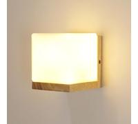 Comely Aplique de Pared Interior de Madera, Vintage Lámpara de Pared E27 con Pantalla de Vidrio, Simple Luz de Pared para Sala de Estar, Dormitorio, Escalera, Pasillo (Bombillas no Incluidas)