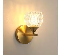 Comely Aplique de Pared Interior, Lámpara de Pared Moderna de Cristal con Bombilla G9, Luz de Interior para Dormitorio Salón Comedor, Dorado